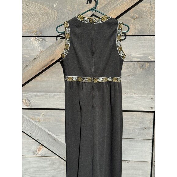 Vintage Forever Young Black Sleeveless Maxi Dress With Embroidered Trim - Picture 6 of 8